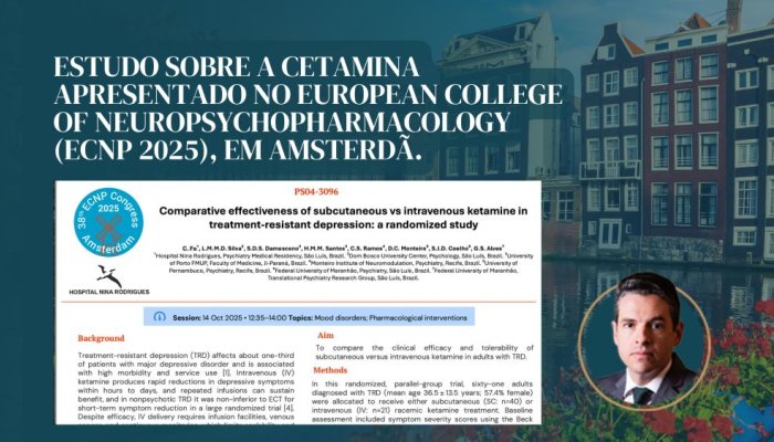 Cetamina para depressão: novos dados brasileiros apresentados no ECNP 2025