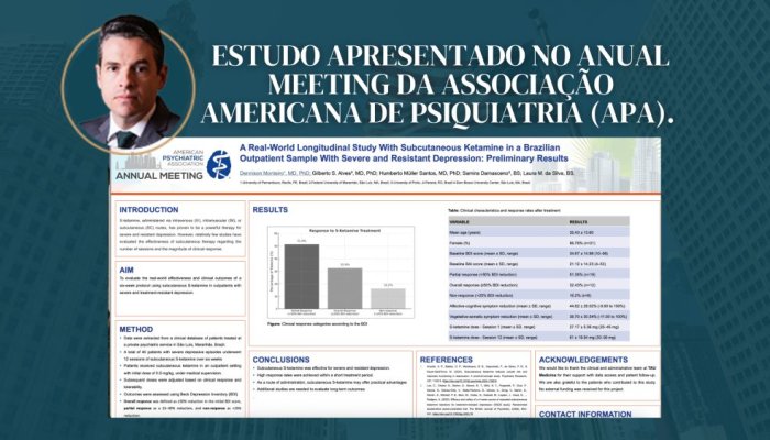 Ketamina para Depressão Resistente: Estudo apresentado na APA 2025